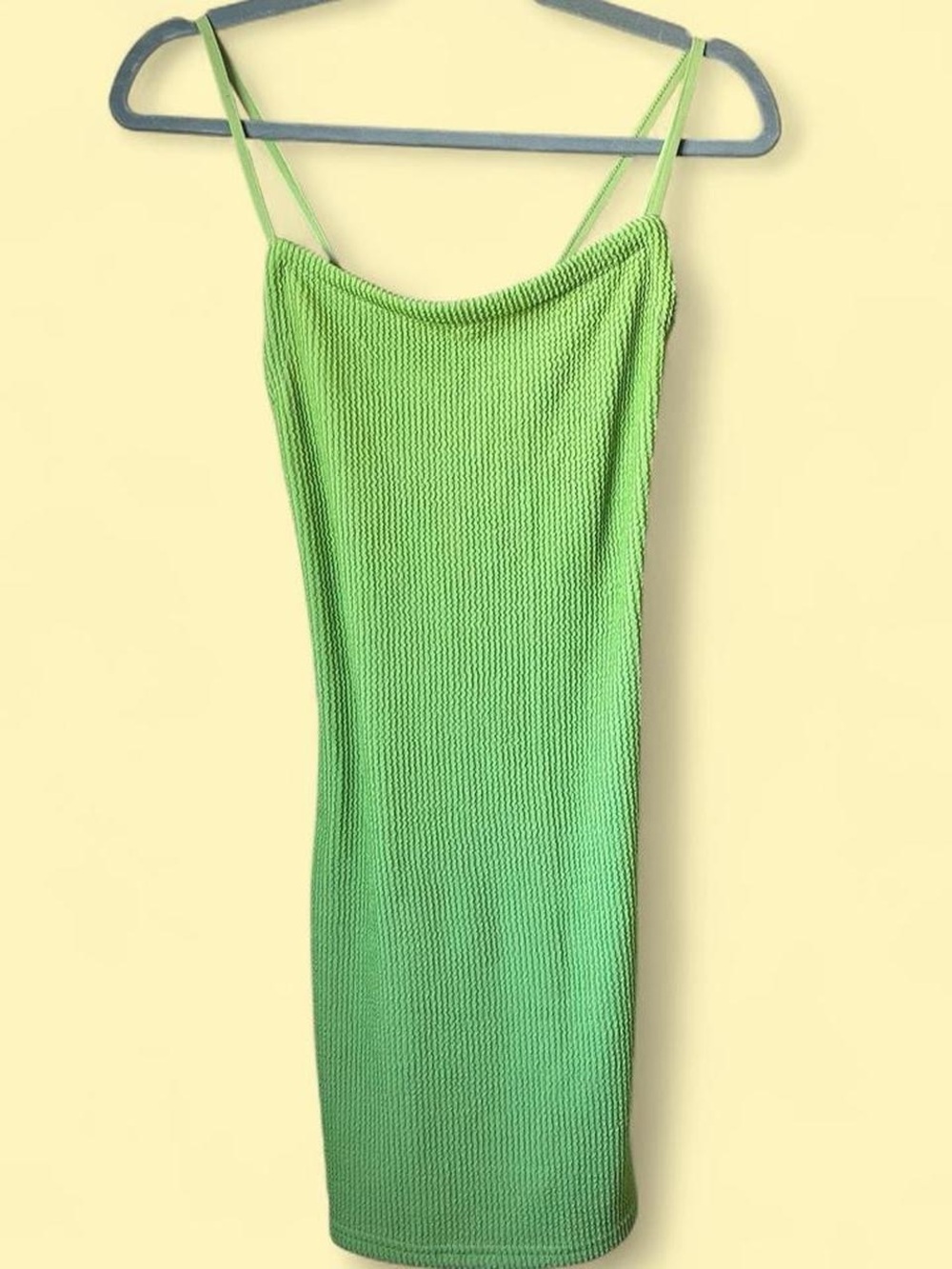 Lime Green Textured Bodycon Midi Dress